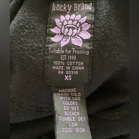 Lucky Brand Embroidered Black Zip-up Hoodie with Peace Symbol XS - Picture 8 of 8